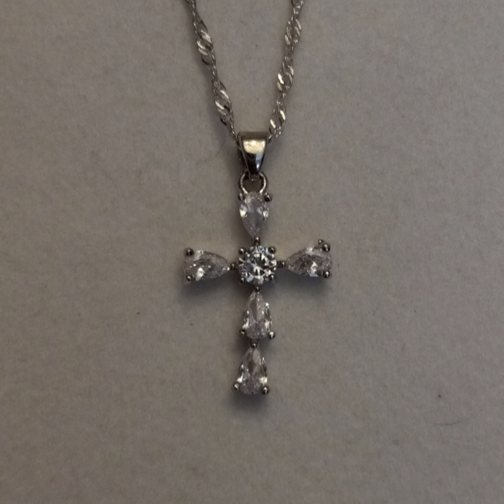 White Quartz Cross Necklace